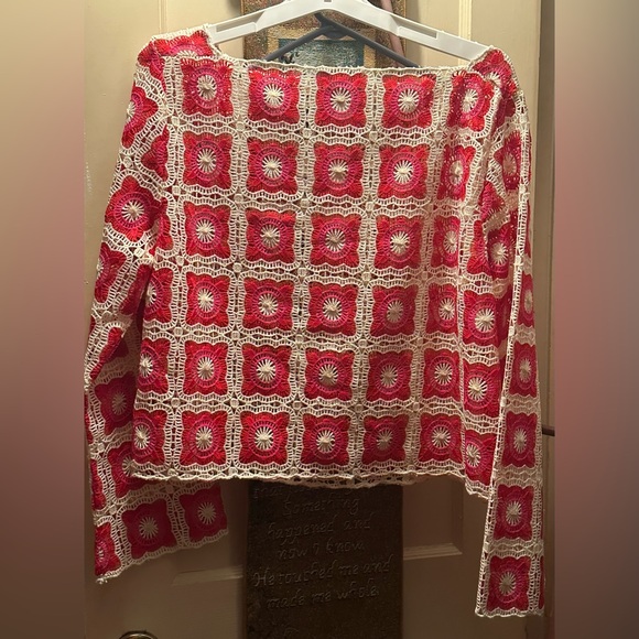 Chelsea & Violet Red and White Crochet Top - Picture 3 of 3